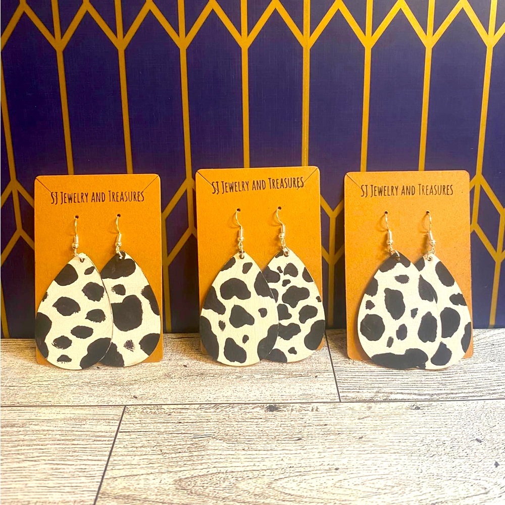 Cow print earrings